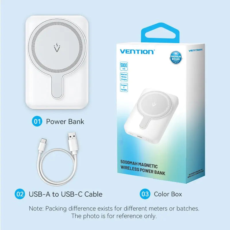 Vention 5000mAh Magnetic Wireless Power Bank 20W——On Promotion - Vention