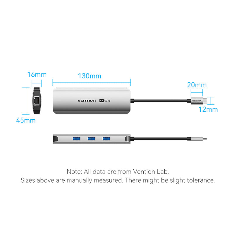 USB-C to HDMI/USB 3.0 x 3/RJ45/SD/TF/PD Docking Station