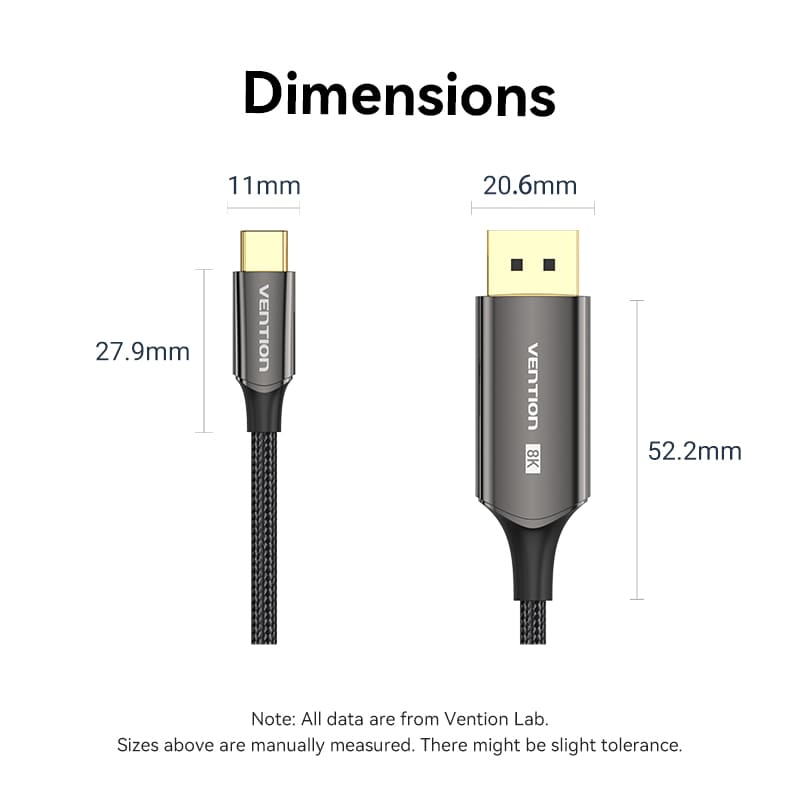 Cotton Braided 8K Bi-Directional USB-C Male to DisplayPort Male Cable