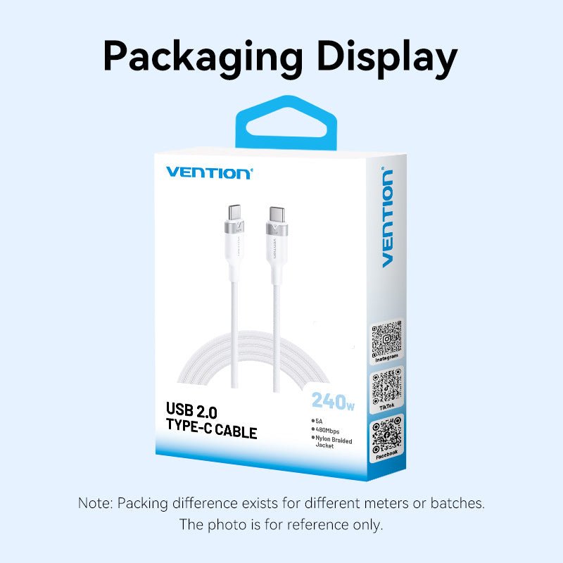 Vention USB 2.0 Type-C Male to Type-C Male 5A Cable Aluminum Alloy Type - Vention