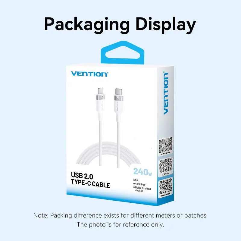 Vention USB 2.0 Type-C Male to Type-C Male 5A Cable Aluminum Alloy Type - Vention
