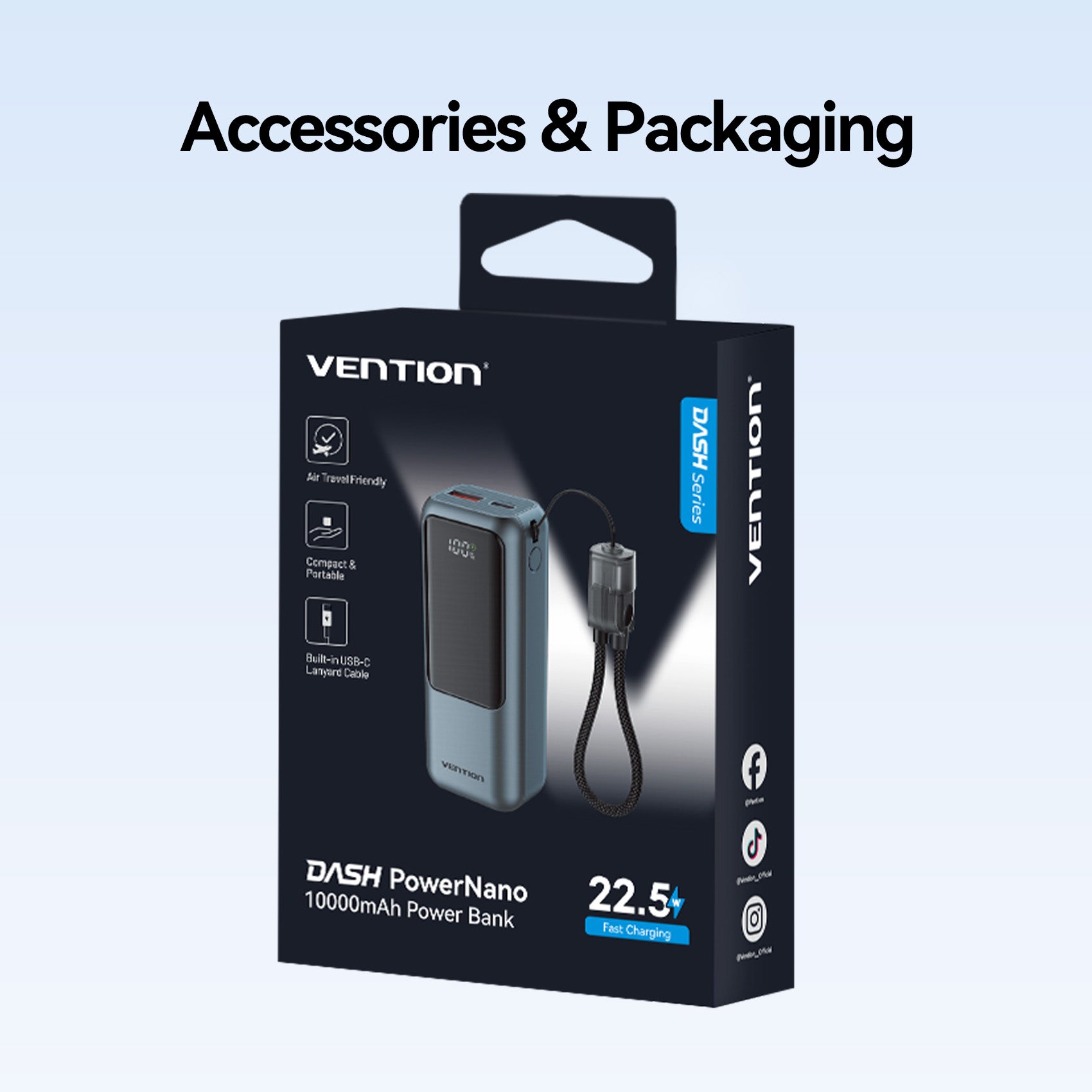 Vention Mini 10000mAh Power Bank 22.5W