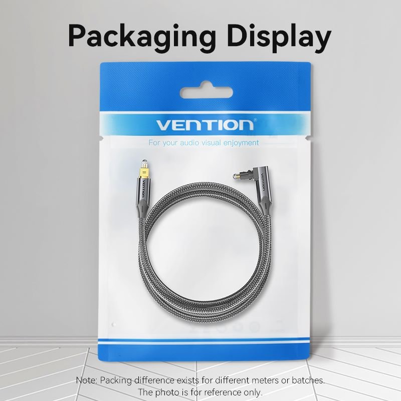 Vention 90-Degree Optical Audio Cable 0.5/1/1.5/2/3/5/10M Black Aluminum Alloy Type - Vention