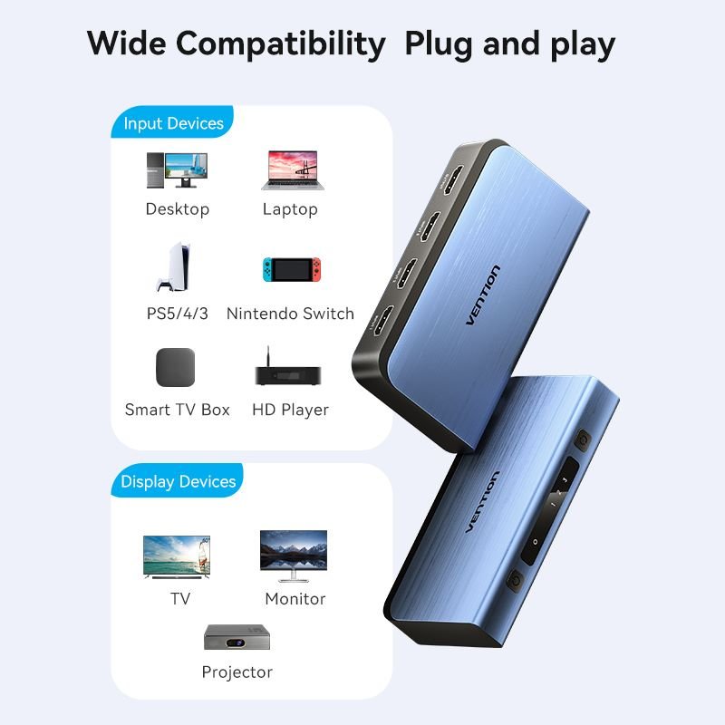 Vention 3 In 1 Out HDMI™ Switcher Blue Aluminum Alloy Type - Vention