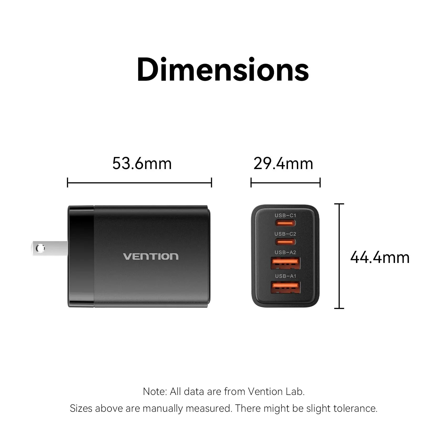 Vention 4-Port USB (C + C + A + A) GaN Charger (30W/20W/18W/18W) US Plug - Vention