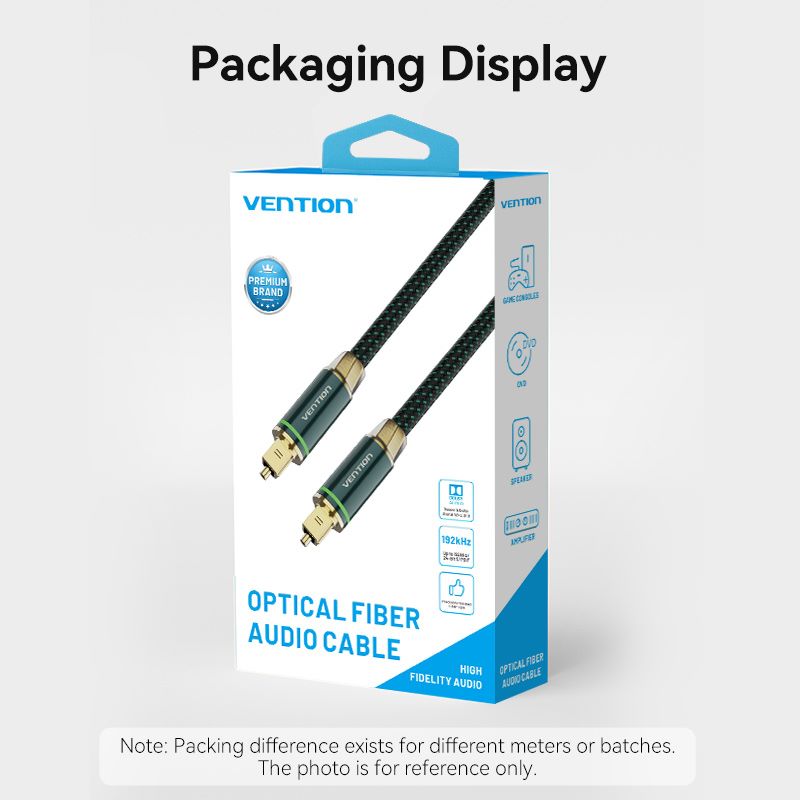 Vention Cotton Braided Optical Fiber Audio Cable 1/1.5/2/3/5/10M Green Copper Type