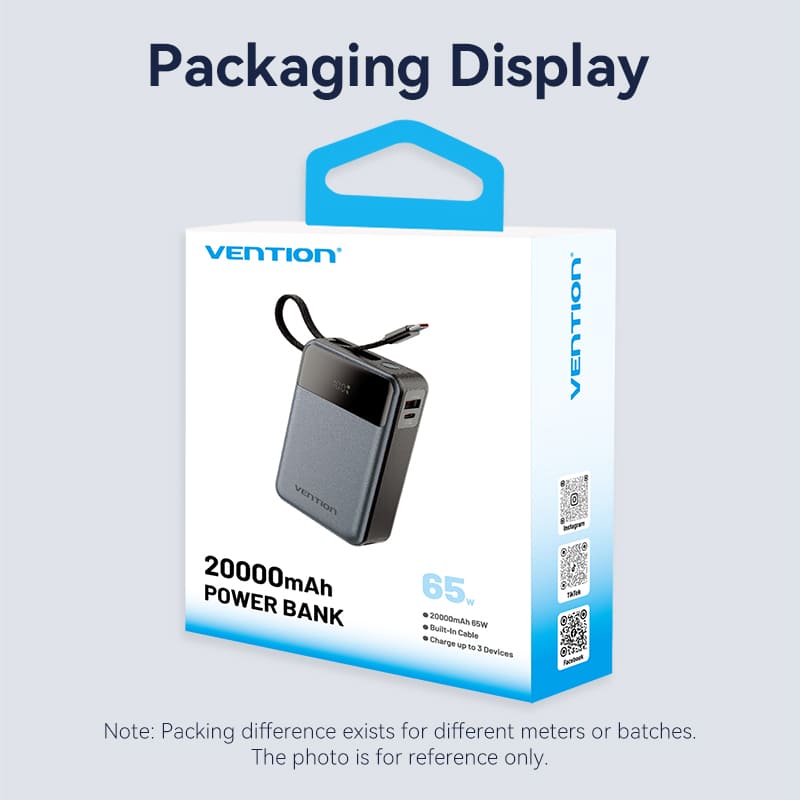 <tc>Vention</tc> Batería externa de 20000 mAh y 65 W
