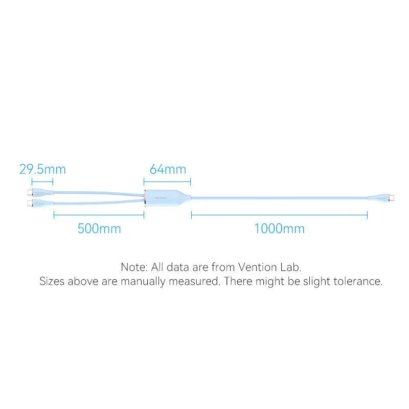 Vention USB 2.0 Type-C Male to 2 Type-C Male 5A Cable Silicone Type - Vention