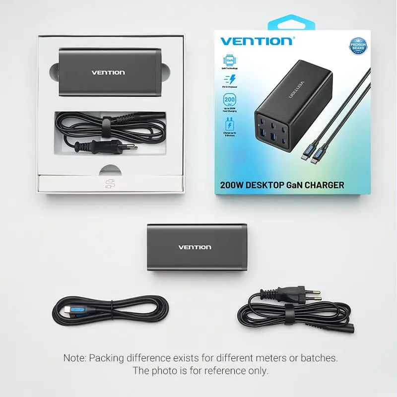 Vention 6-Port USB (C+C+C+C +A+A) Desktop GaN Charger (140W/140W/45W/20W/18W/18W) Plug - Vention