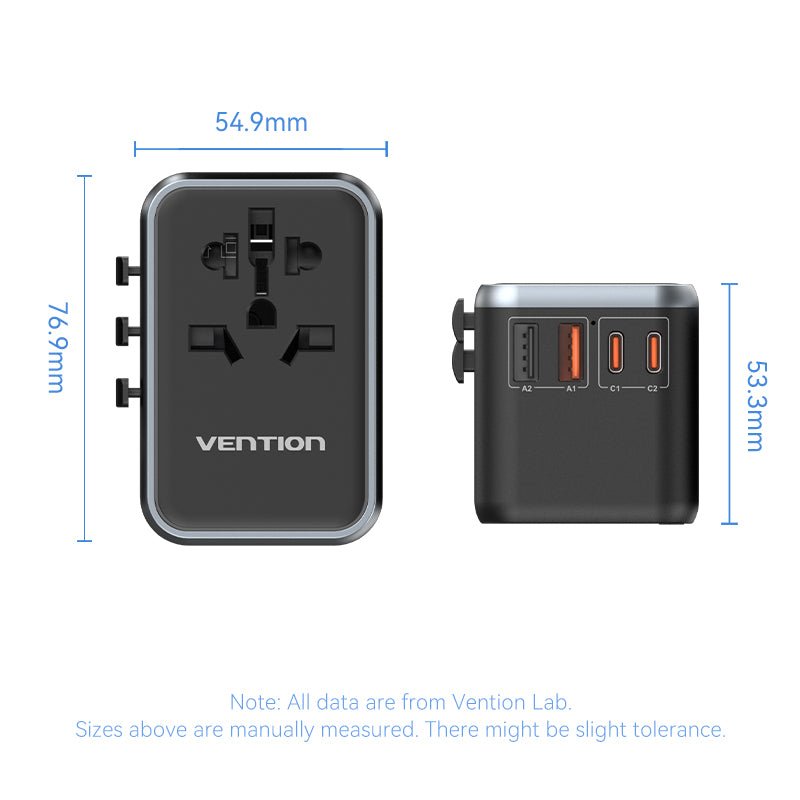 Vention 4-Port USB (C+C+A+A) GaN Universal Travel Adapter (65W/65W/60W/5W) - Vention