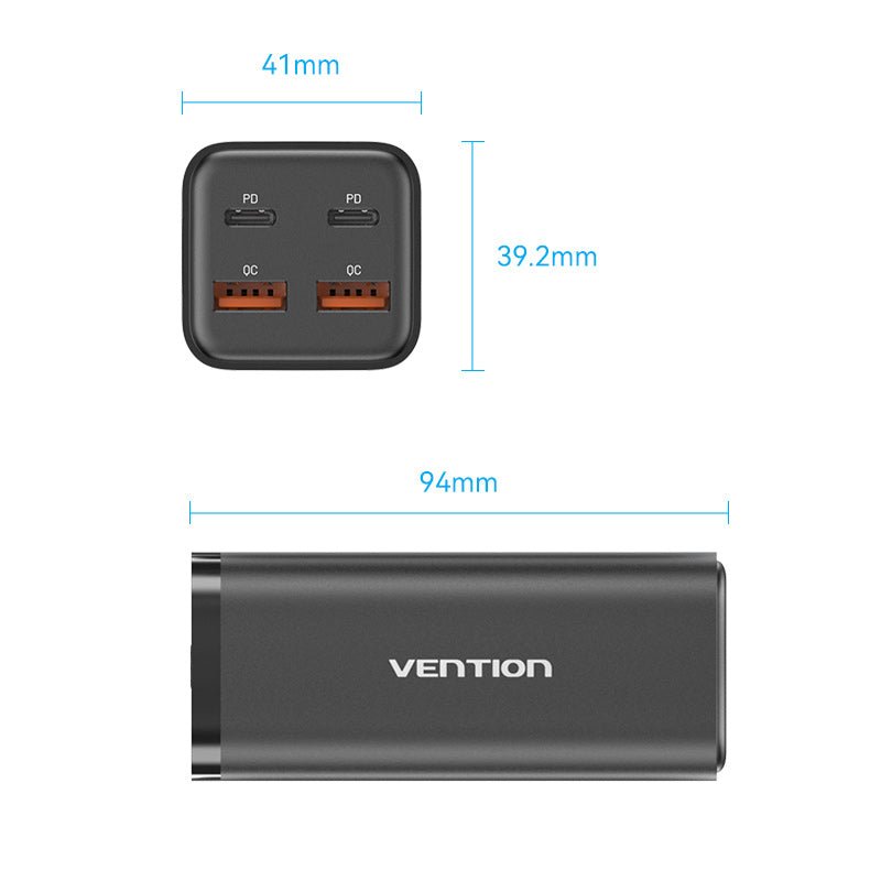 Vention 4-Port USB (C+C+A+A) GaN Charger (100W/100W/18W/18W) EU-Plug - Vention