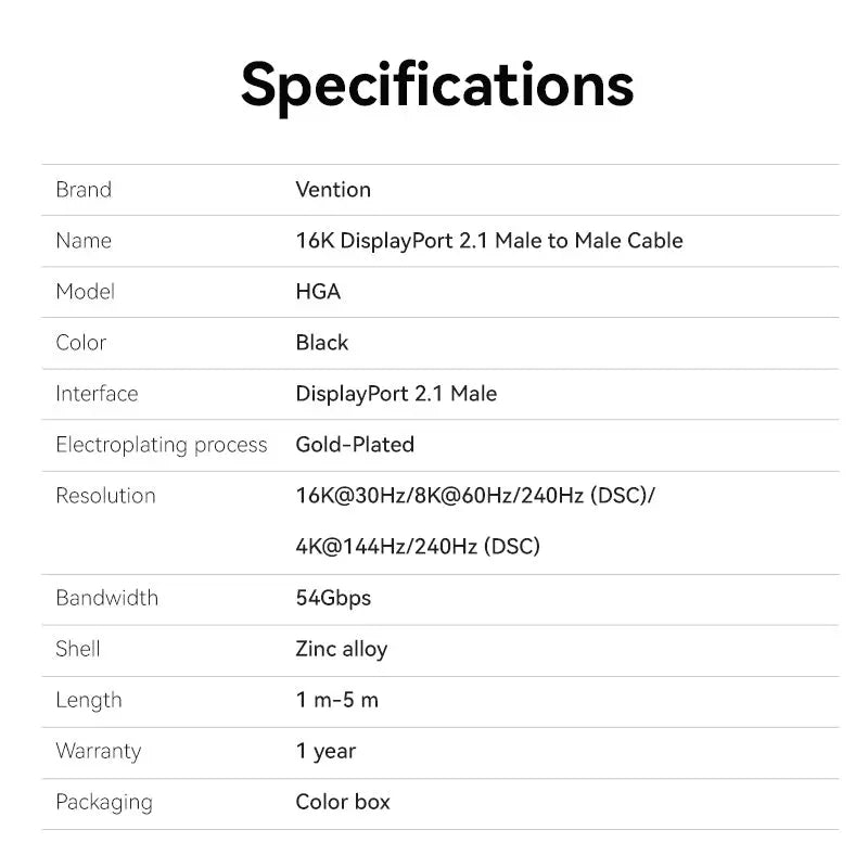 Vention DisplayPort Cable - Vention