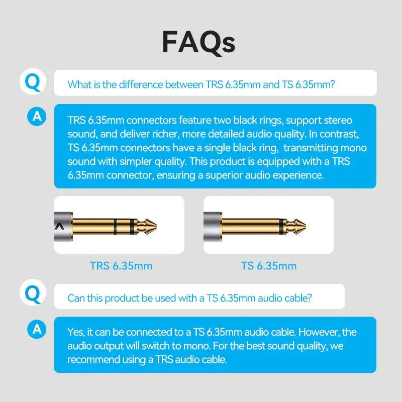 Vention 6.35mm Male to Female Audio Cable - Vention