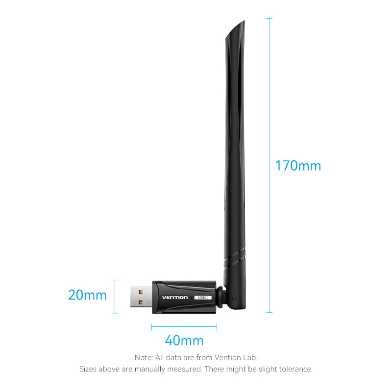 Vention AX900 USB Wi-Fi Dual Band Adapter With High Gain Antenna Black