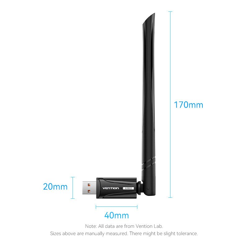 Vention AX900 USB Wi-Fi Dual Band Adapter With High Gain Antenna Black - Vention