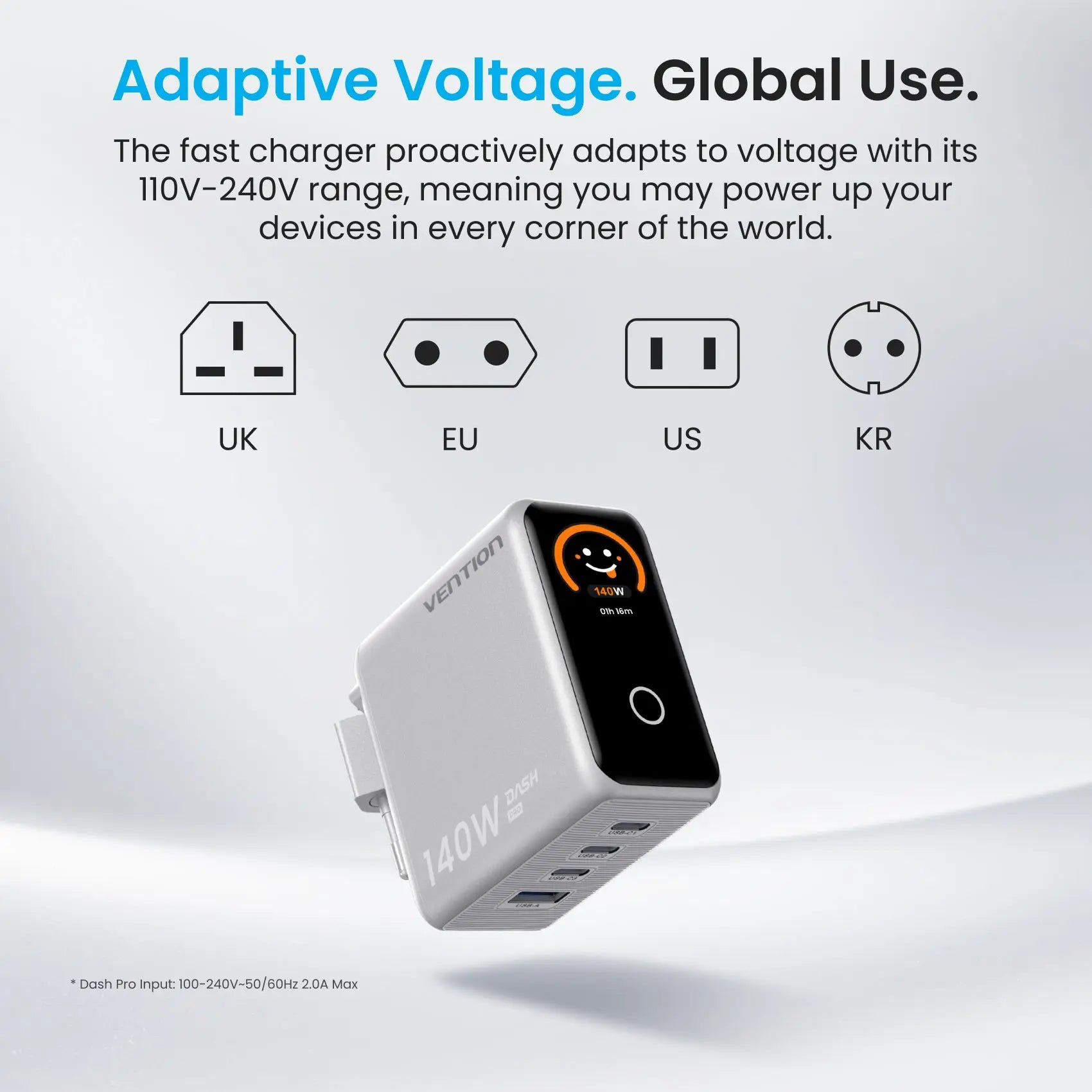 140W 4-Port GaN5.0 Charger with Smart Display - Vention
