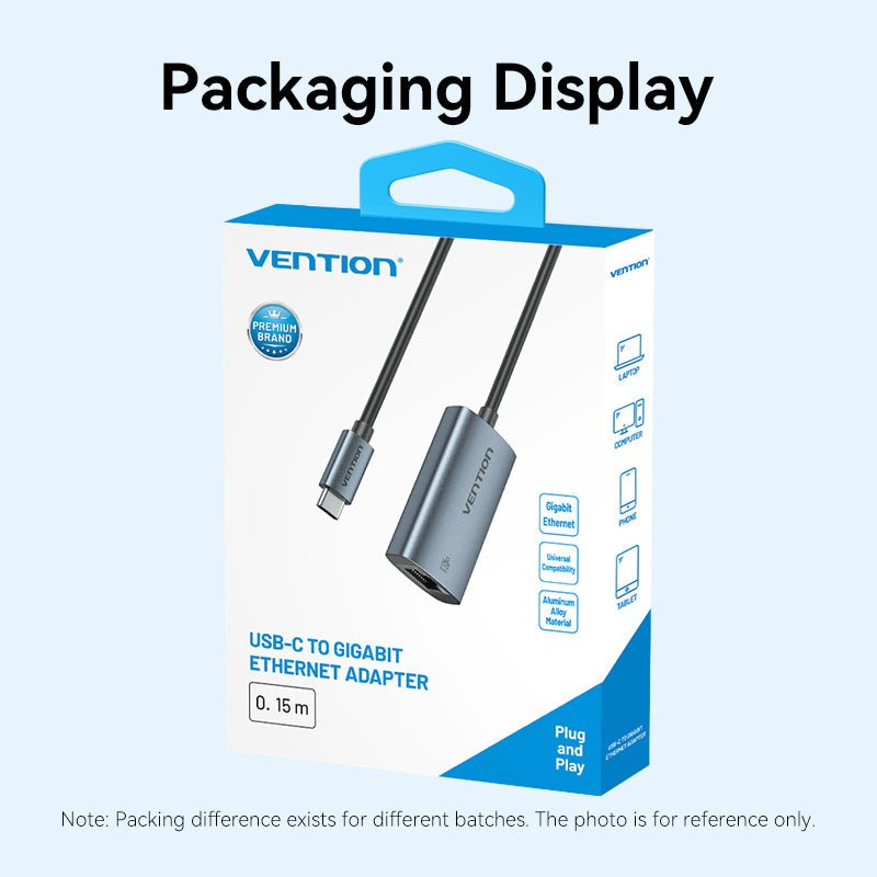 Vention USB-C to Gigabit Ethernet Adapter 0.15M Gray Aluminum Alloy Type - Vention