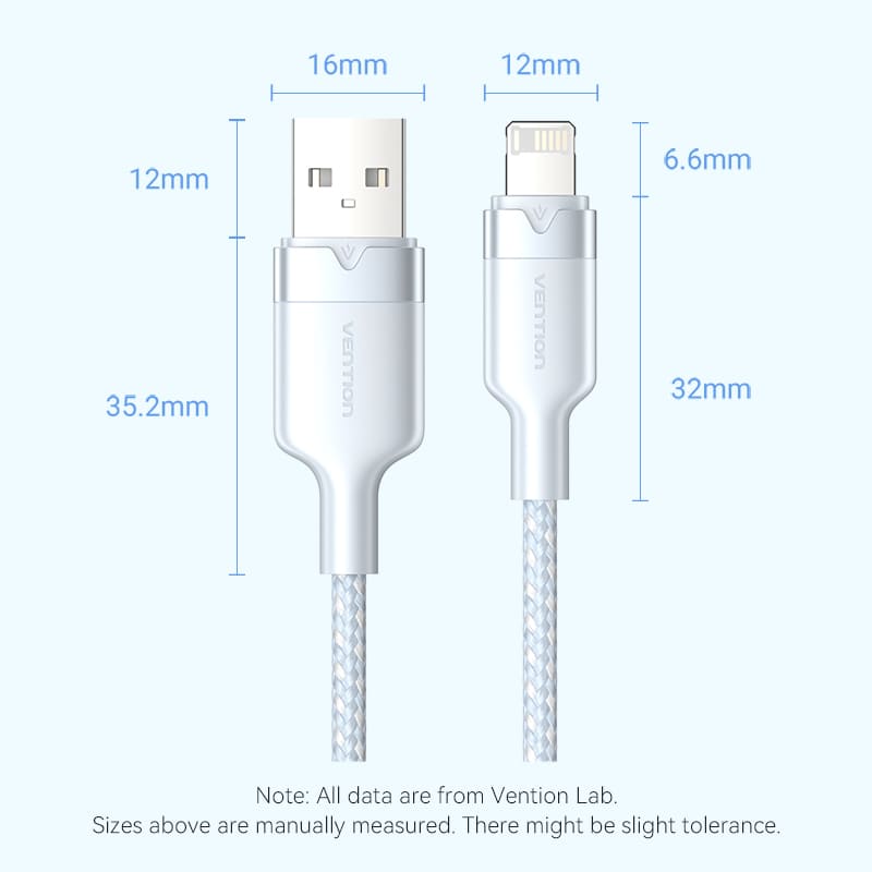 Vention USB 2.0 Type-A Male to Lightning Male 2.4A Cable Aluminum Alloy Type