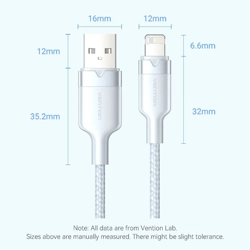 Vention USB 2.0 Type-A Male to Lightning Male 2.4A Cable Aluminum Alloy Type - Vention