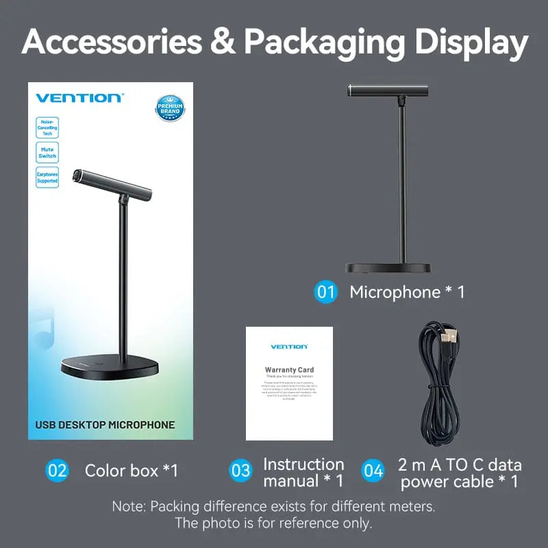 Vention USB Desktop Microphone with Mute Button Black - Vention