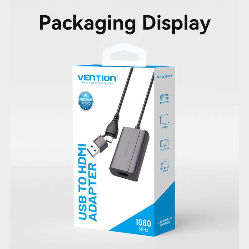 Vention USB-C + USB-A to HDMI™ Adapter 0.15M Gray Aluminium Alloy Type - Vention