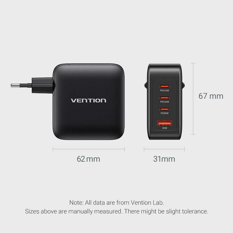 Vention 4 Portlu USB (C + C + C + A) GaN Şarj Kiti (140W/140W/30W/30W) AB Fişi