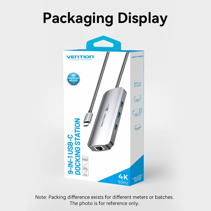 USB-C to HDMI/USB 3.0 x 3/RJ45/SD/TF/TRRS 3.5mm/PD Docking Station