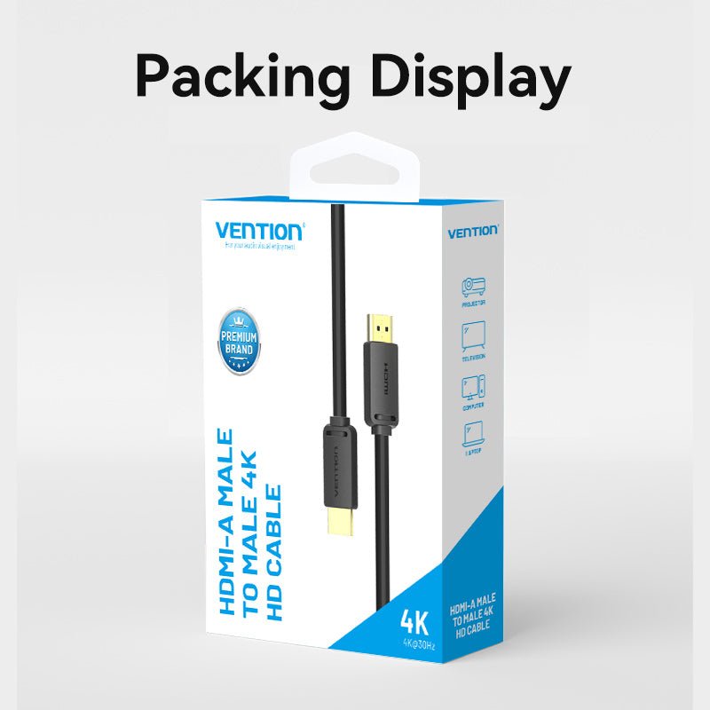 Vention HDMI™-A Male to Male 4K HD Cable 1.5M Black - Vention