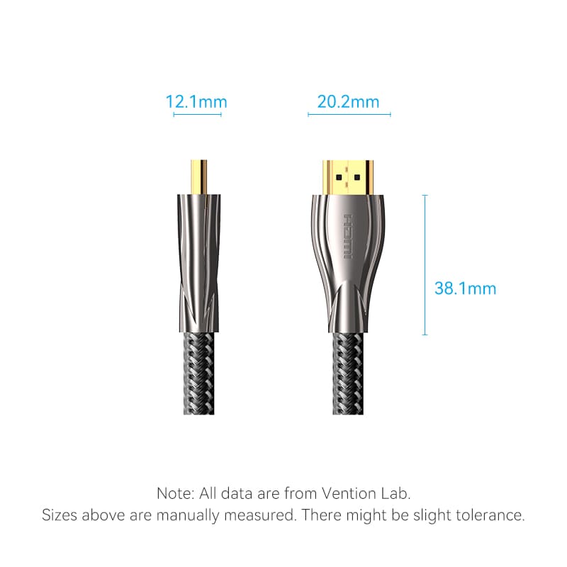 Vention Cotton Braided 4K HDMI™ Male to Male Cable Black Zinc Alloy Type - Vention