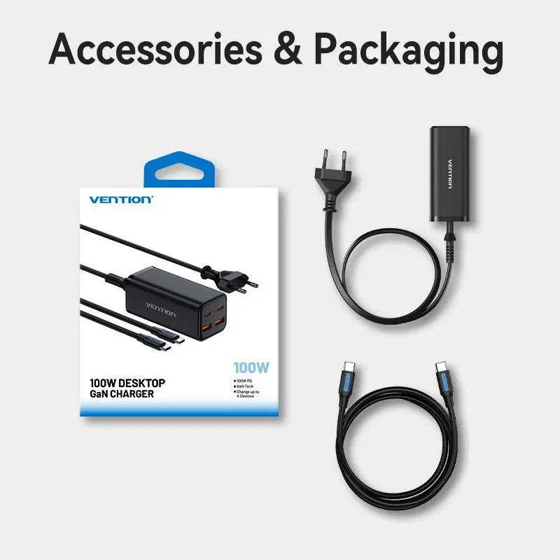 Vention 4-Port USB (C+C+A+A) GaN Charger (100W/100W/18W/18W) EU-Plug - Vention