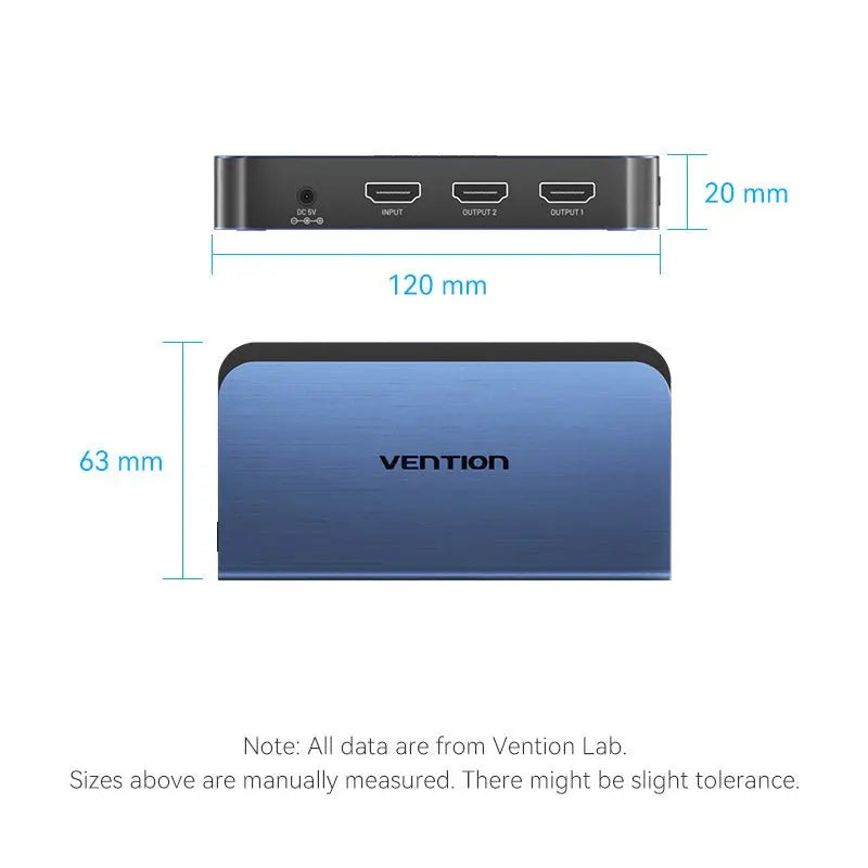 Vention 1 In 2 Out HDMI™ Splitter Blue Aluminum Alloy Type EU Standard - Vention