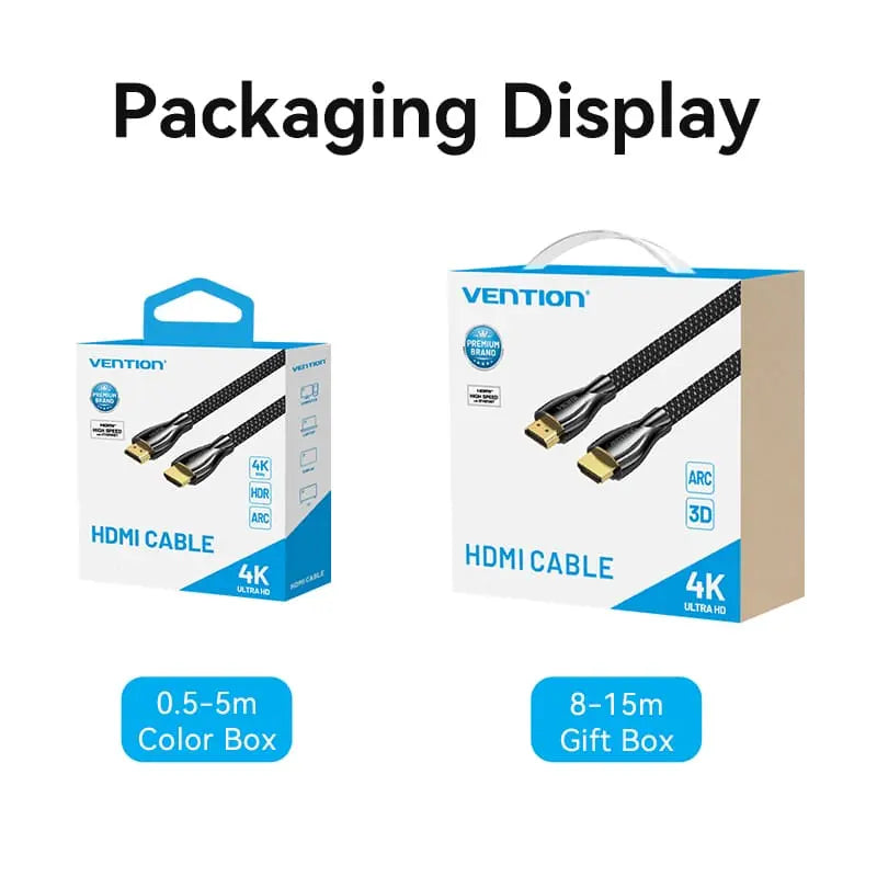 Vention Cotton Braided 4K HDMI™ Male to Male Cable Black Zinc Alloy Type - Vention
