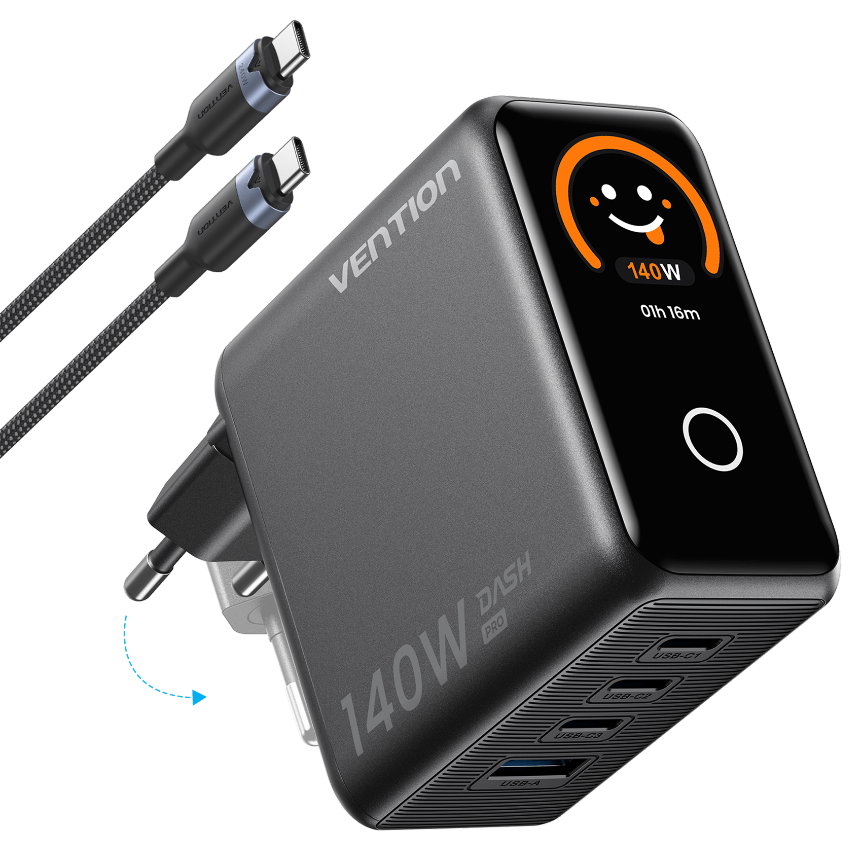 140W 4-Port GaN5.0 Charger with Smart Display - Vention