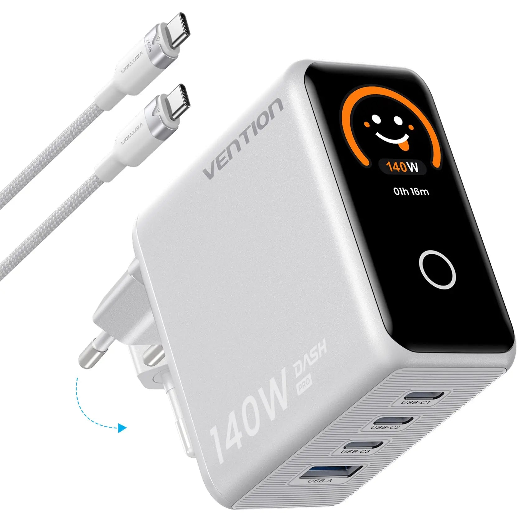 140W 4-Port GaN5.0 Charger with Smart Display - Vention
