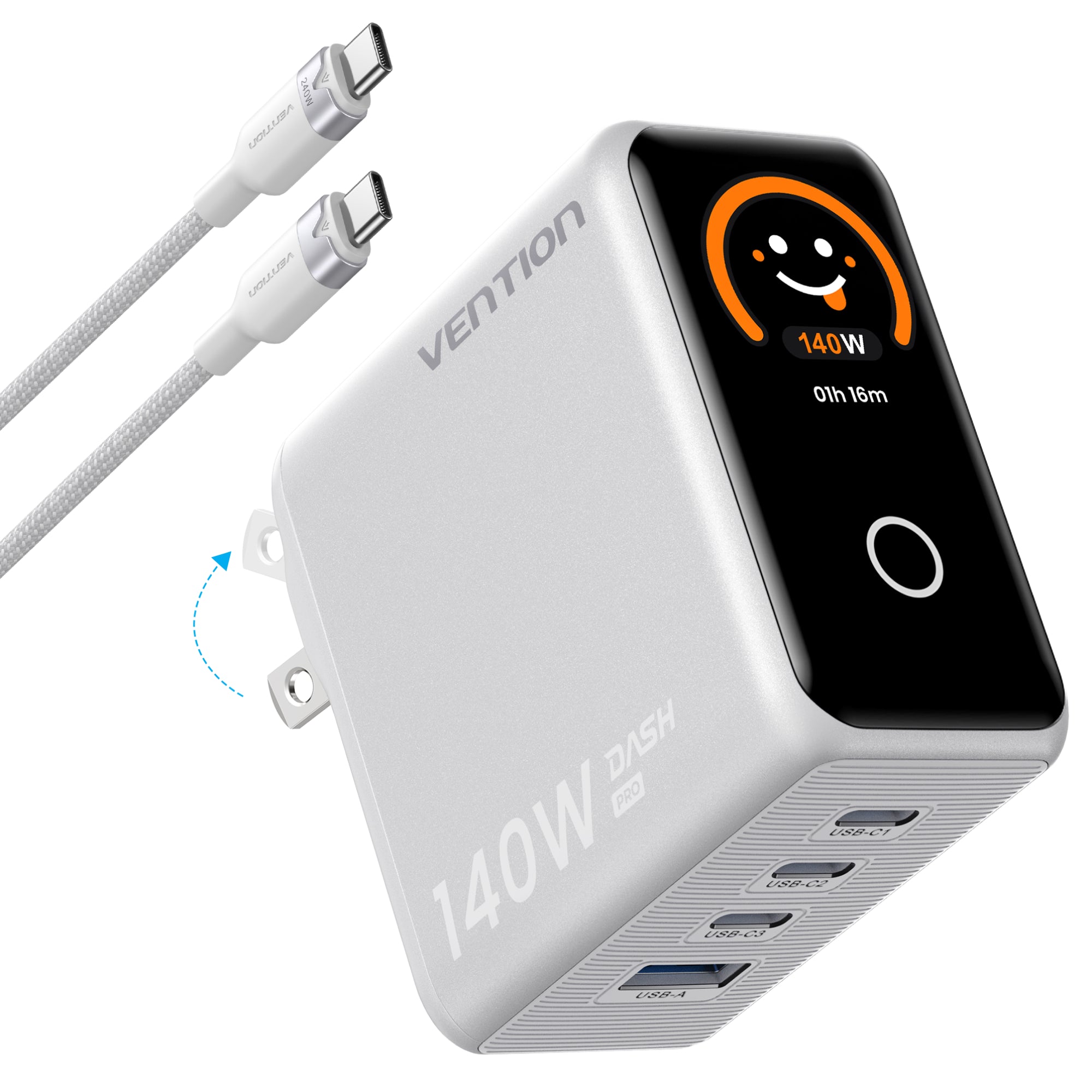 Chargeur GaN5.0 140 W à 4 ports avec écran intelligent