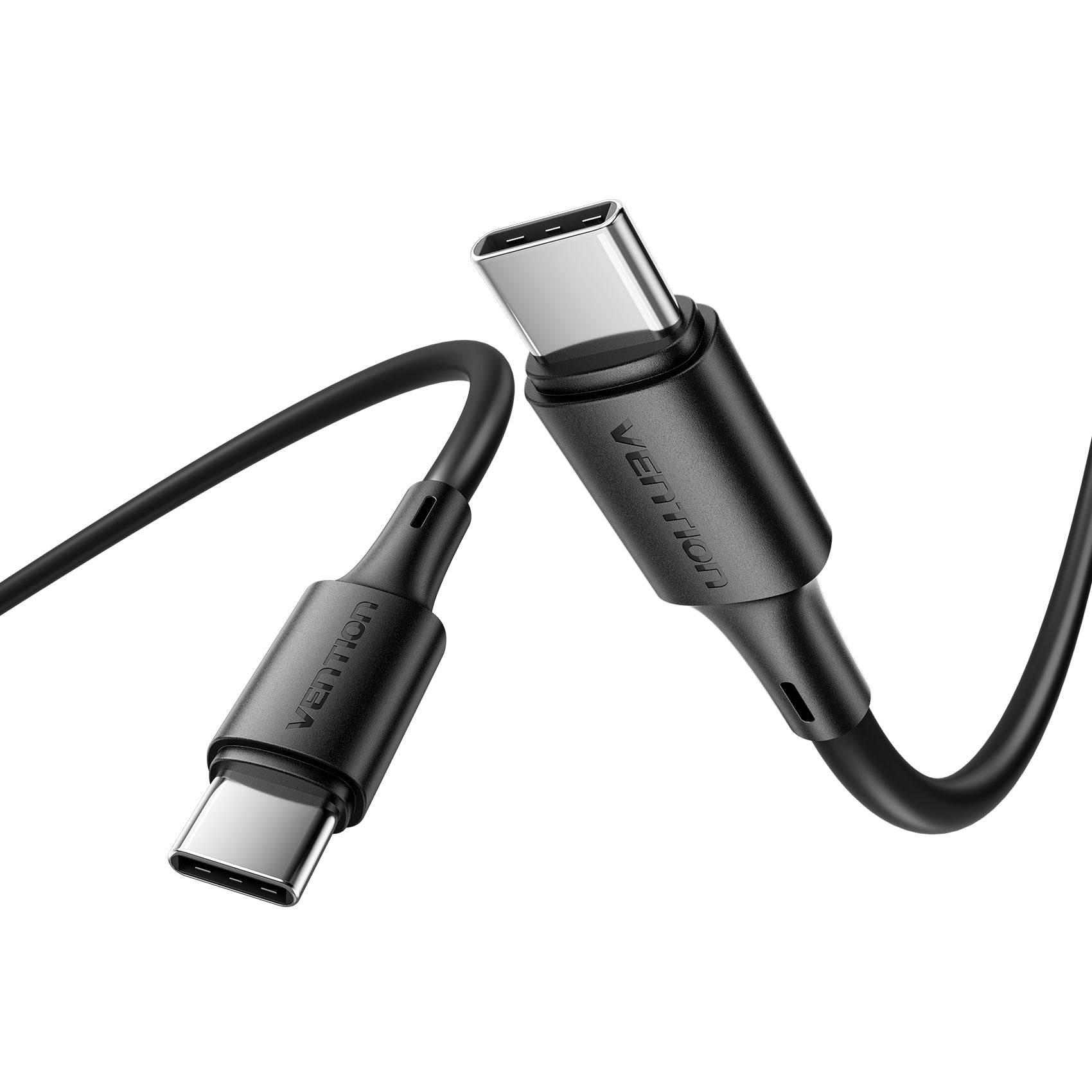 Vention USB 2.0 Tip-C Erkek - Tip-C Erkek 3A Kablo Siyah PVC Tipi