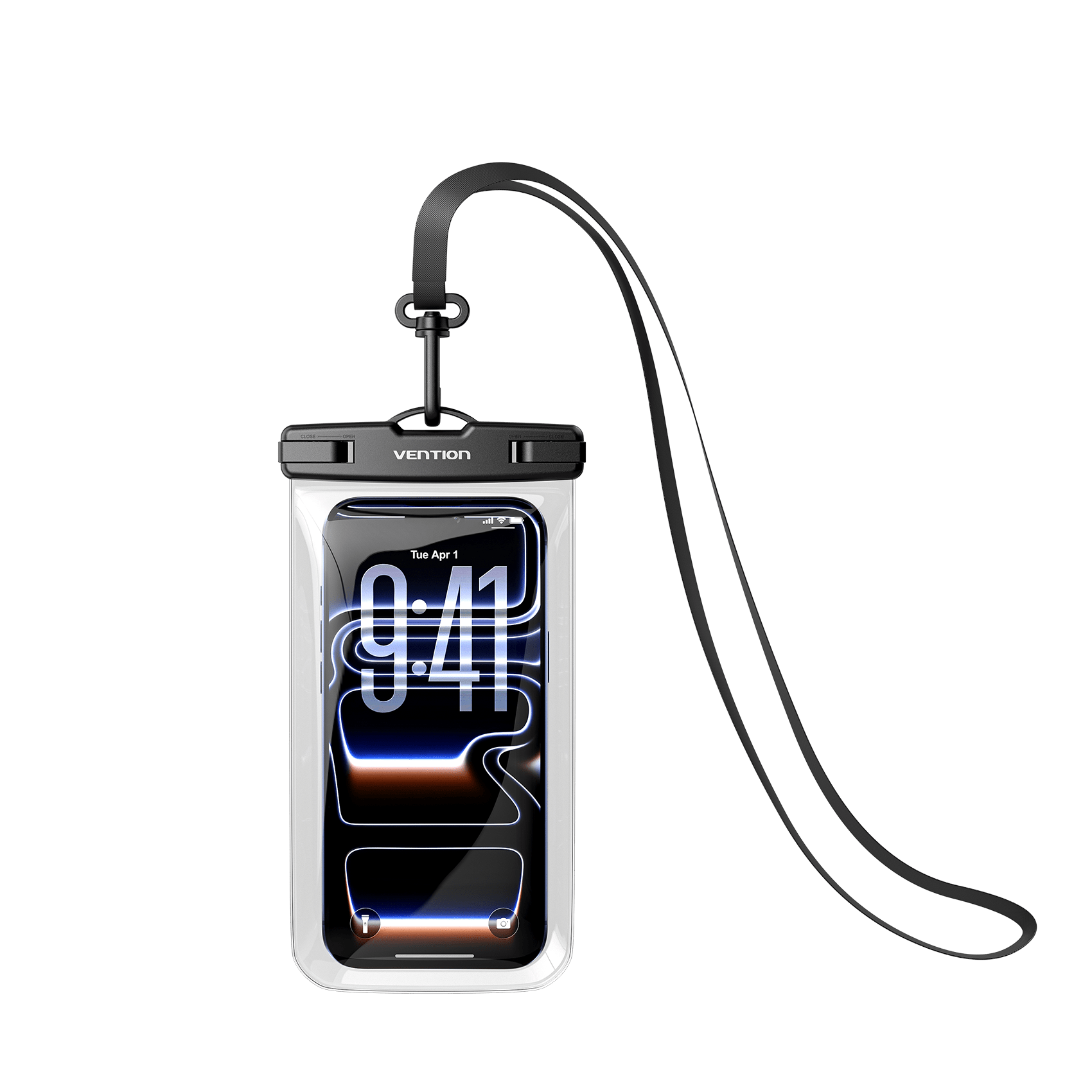 Vention 7.2-Inch Transparent Waterproof Phone Pouch with Lock Seal Black - Vention
