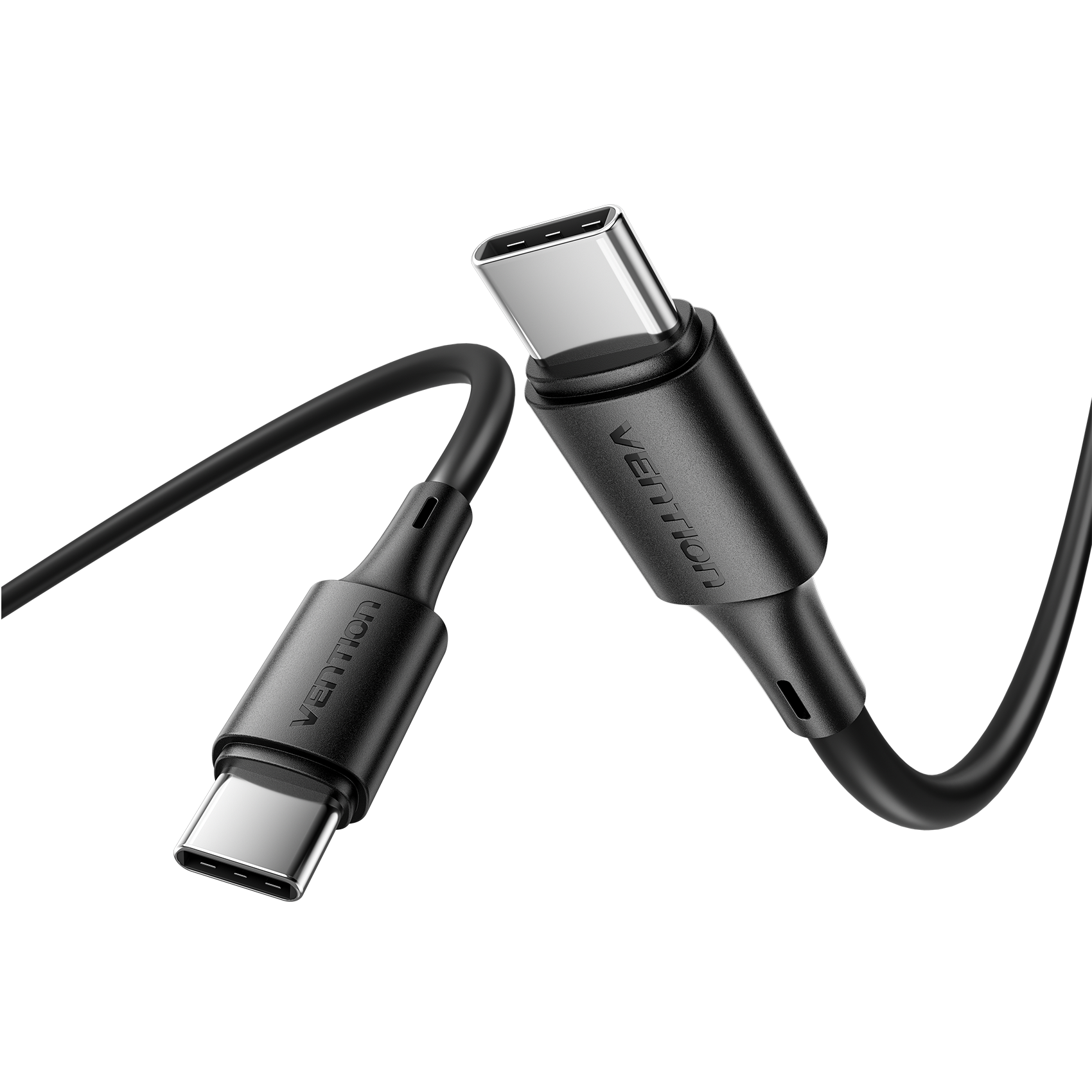 Vention USB 2.0 Tip-C Erkek - Tip-C Erkek 3A Kablo Siyah PVC Tipi