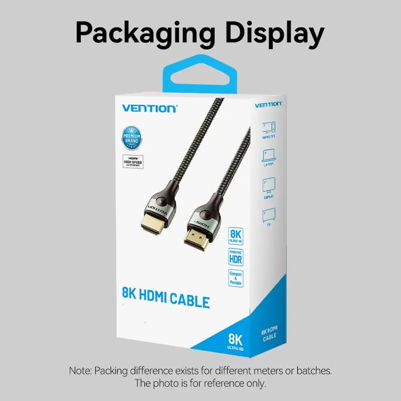 Vention Cotton Braided Ultra Thin HDMI™-A Male to Male HD Cable 8K Green Aluminum Alloy Type - Vention