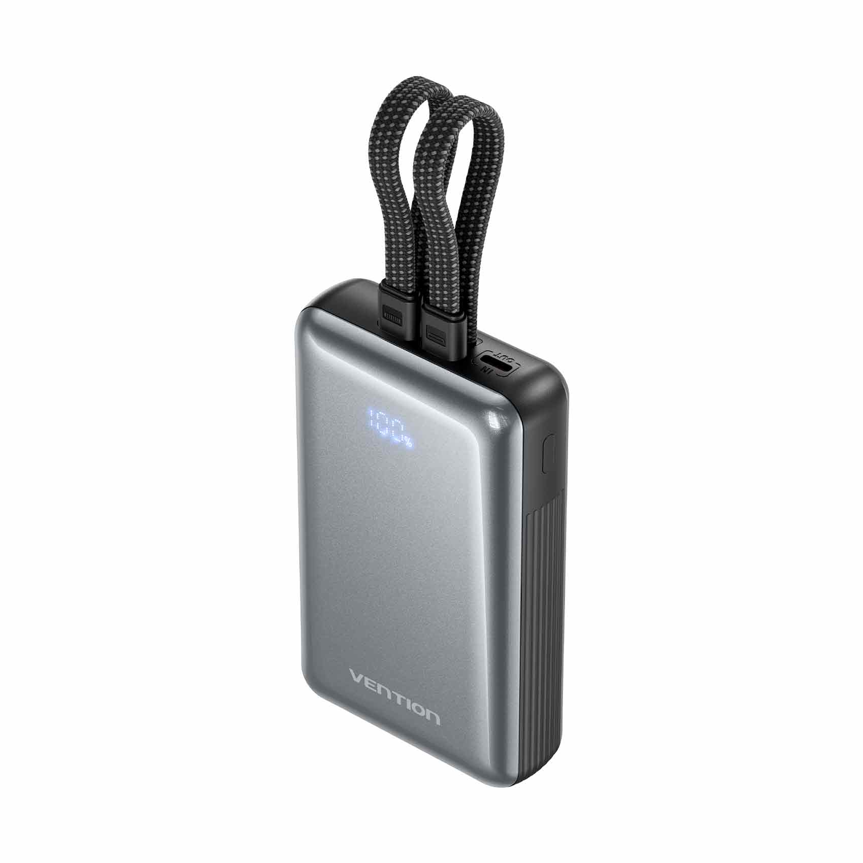 Vention 20000mAh Power Bank with Built-in USB-C and Lightning Cables 35W