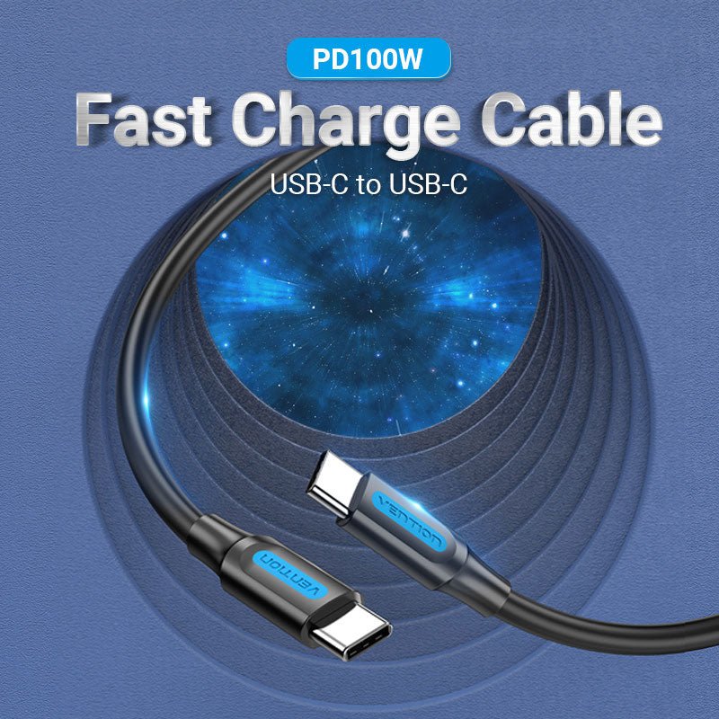 Vention USB 2.0 C Male to C Male 5A Cable Black PVC Type - Vention