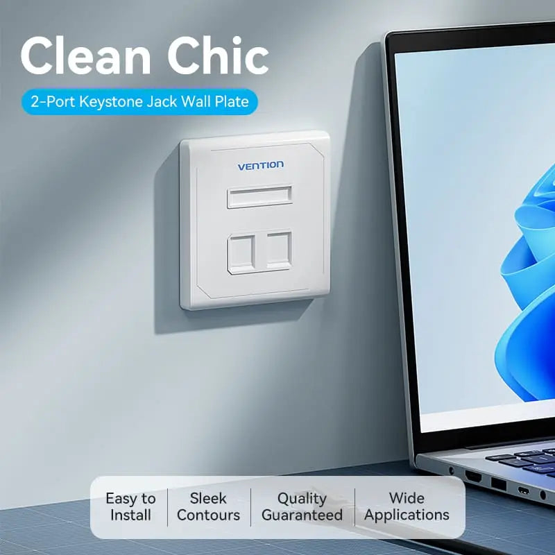 Vention 2-Port Keystone Jack Wall Plate - Vention