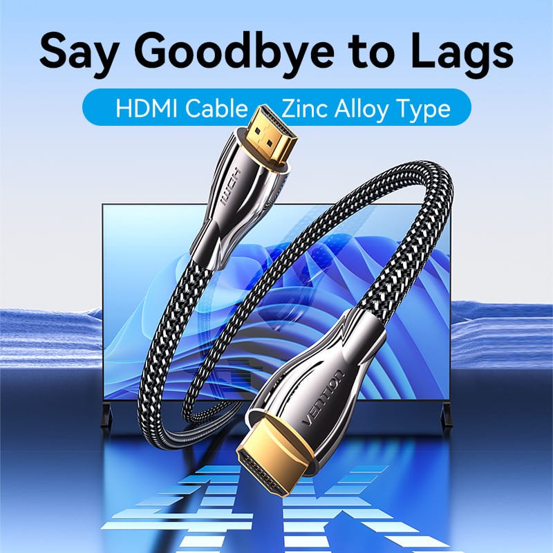 Vention Cotton Braided 4K HDMI™ Male to Male Cable Black Zinc Alloy Type - Vention
