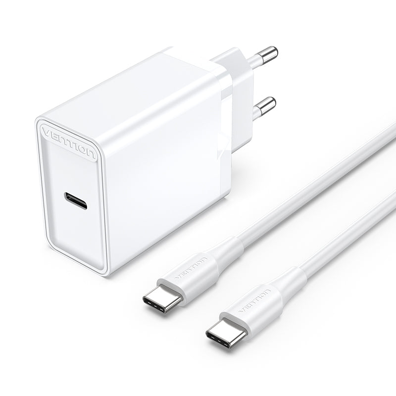 1-port USB-C Wall Charger(25W) EU-Plug Black/White