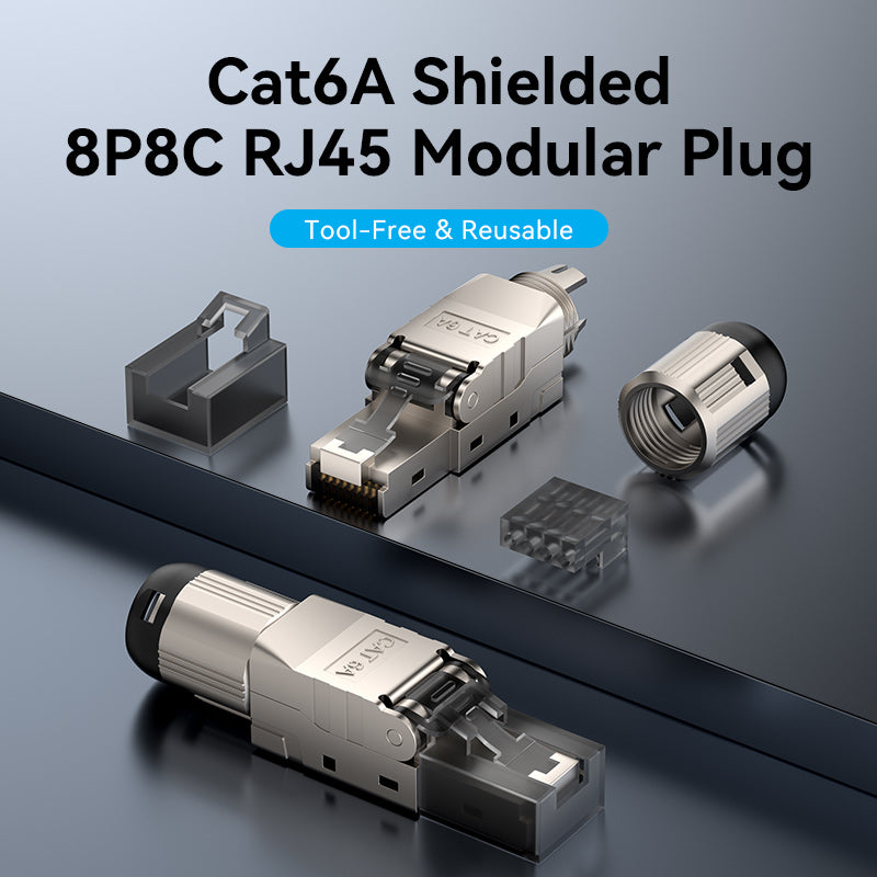 <tc>Vention</tc> Geschirmter werkzeugloser 8P8C RJ45-Modularstecker Cat6A