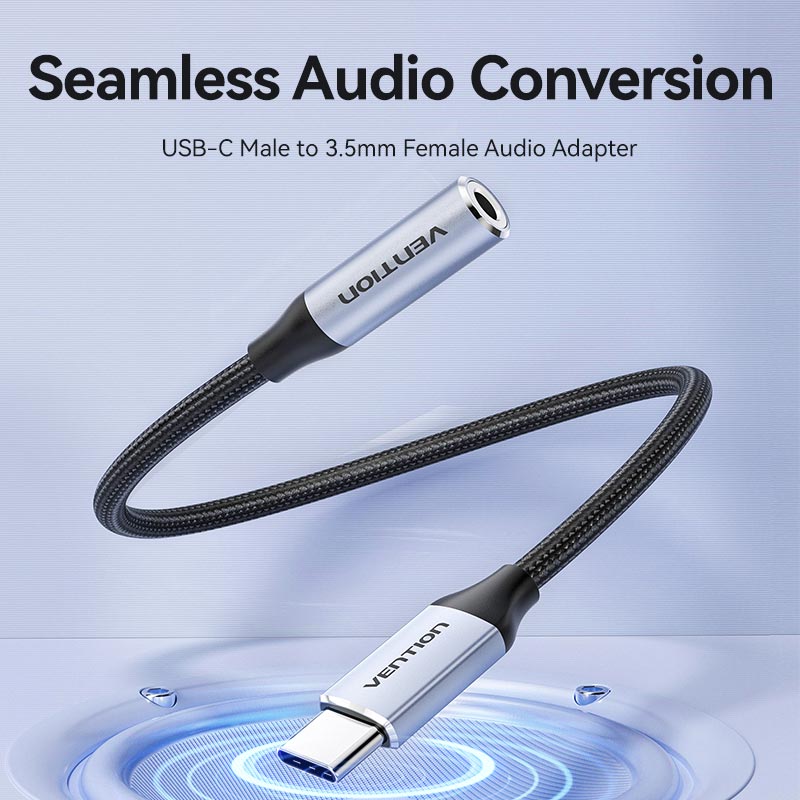 <tc>Vention</tc> USB-C Male ke Jack Earphone 3,5MM dengan Adaptor DAC Tipe Paduan Aluminium