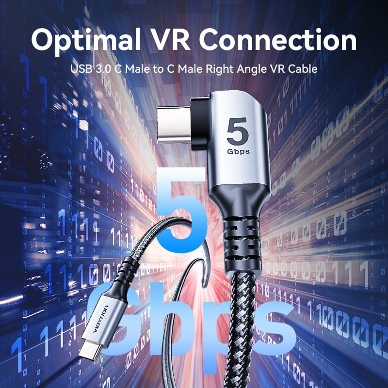 Vention USB 3.0 C Male to C Male Right Angle VR Cable Aluminum Alloy Type - Vention