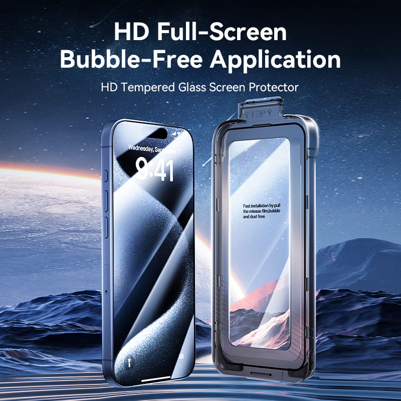 <tc>Vention</tc> HD-Displayschutz aus gehärtetem Glas für iPhone 15 mit staubfreiem Installationswerkzeug