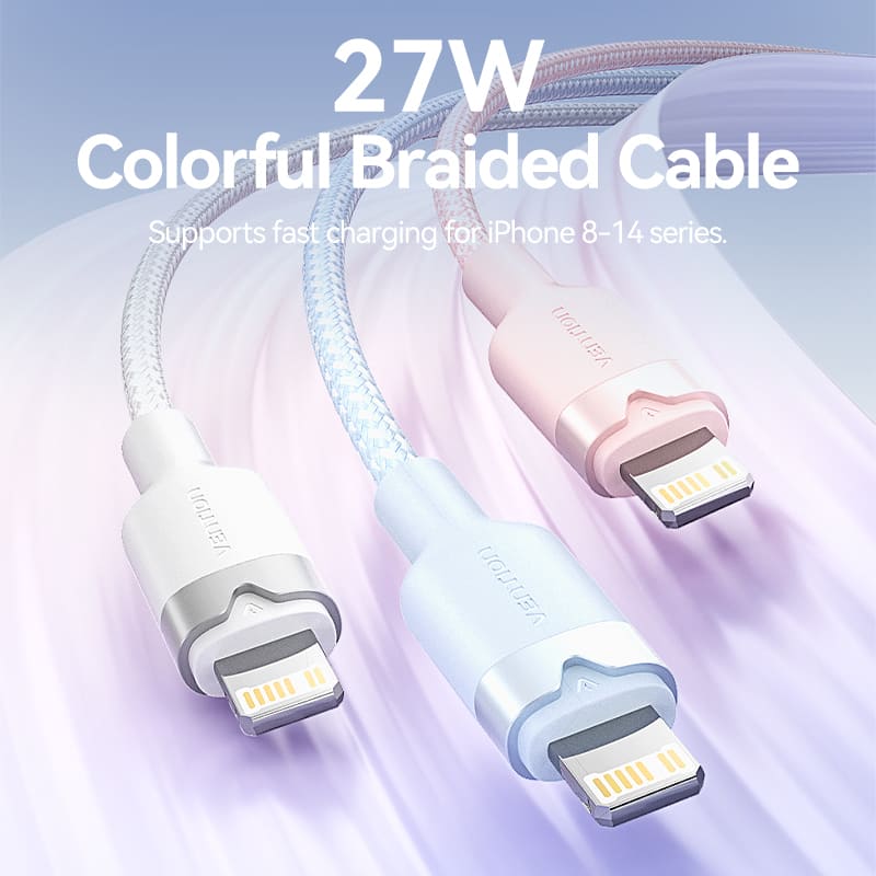 USB 2.0 Type-C Male to Lightning Male 3A Cable