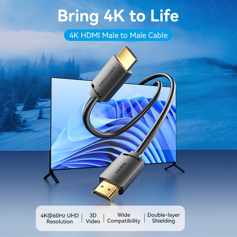 Vention HDMI™-A Male to Male 4K HD Cable 1.5M Black - Vention